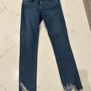Agolde Sophie High Rise Skinny Cropped Jeans Asymmetric Frayed Hem Size 26
